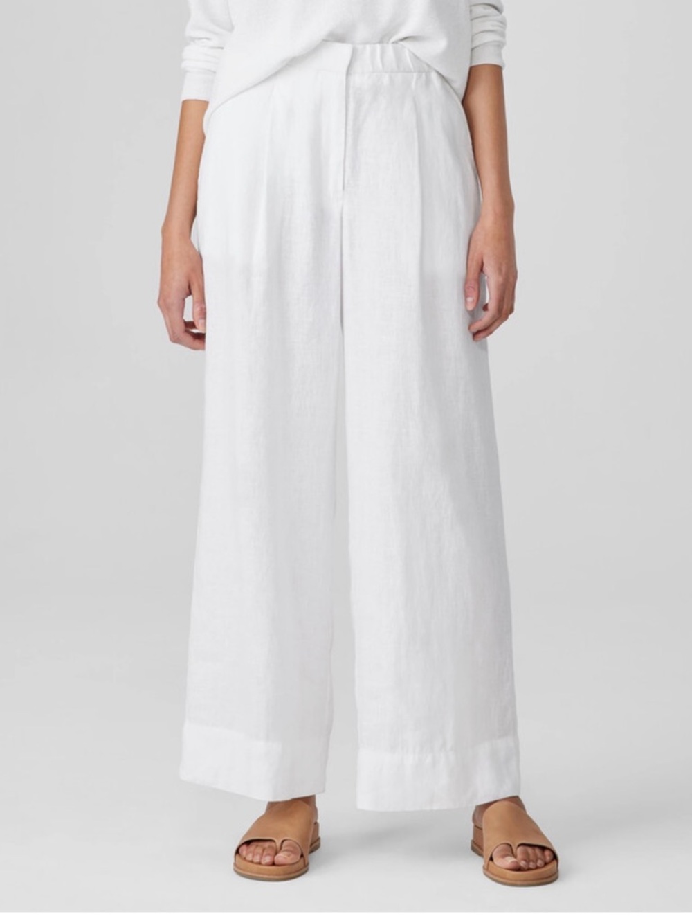 NEW Eileen Fisher Wide-Leg Linen Blend Pants in White
